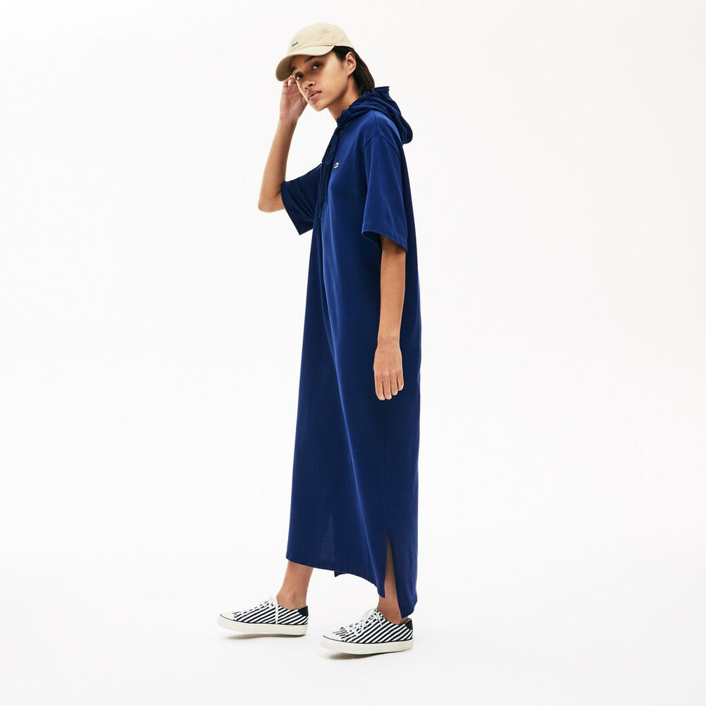Wo  Oversized Hooded Organic Cotton Piqué Polo Dress | Lacoste Womens