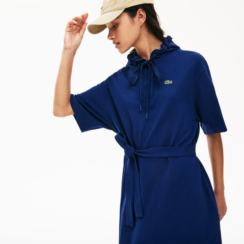 Wo  Oversized Hooded Organic Cotton Piqué Polo Dress | Lacoste Womens