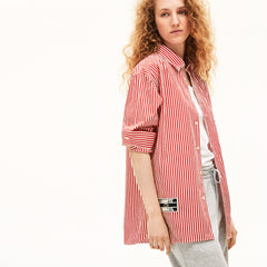 Unisex LIVE Boxy-Fit Striped Cotton Shirt | Lacoste Mens|Womens