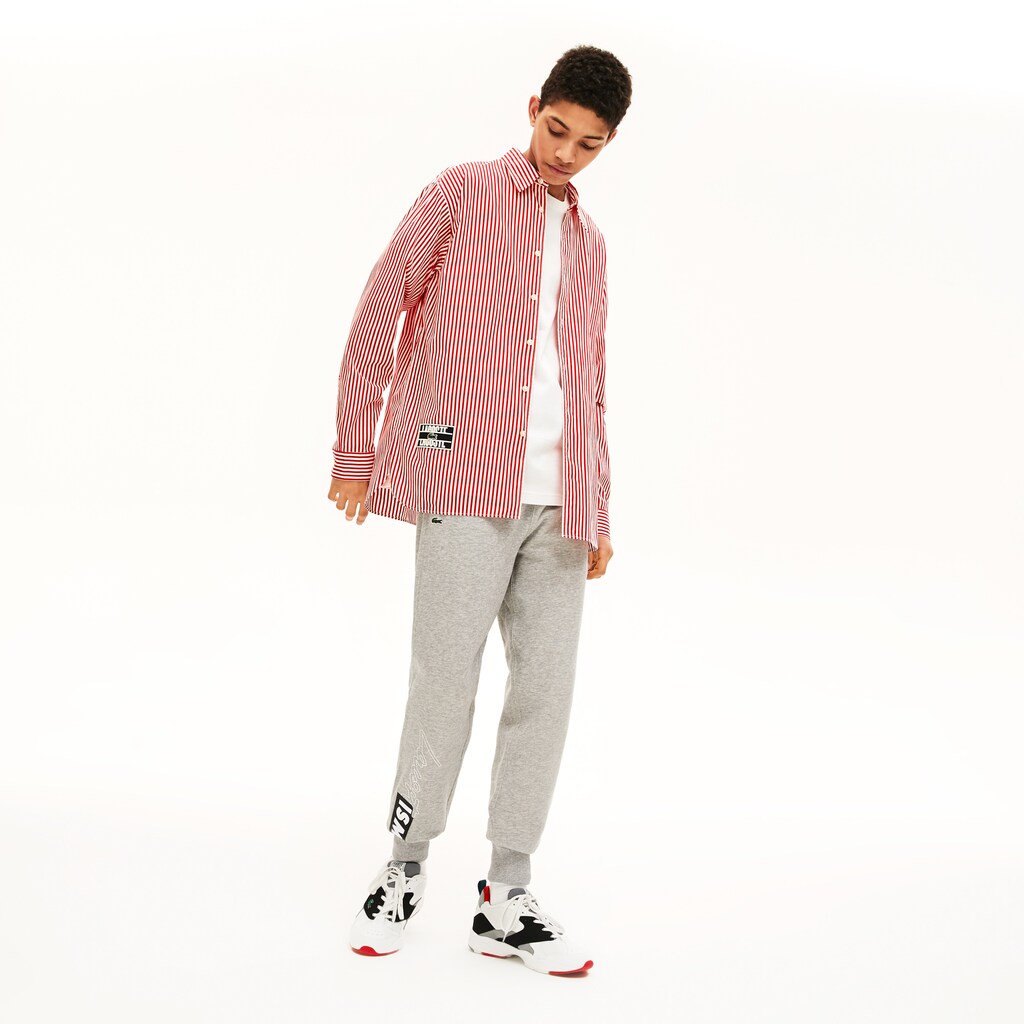Unisex LIVE Boxy-Fit Striped Cotton Shirt | Lacoste Mens|Womens
