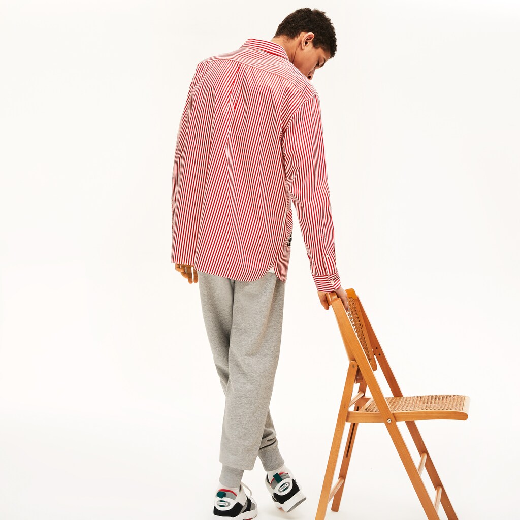 Unisex LIVE Boxy-Fit Striped Cotton Shirt | Lacoste Mens|Womens