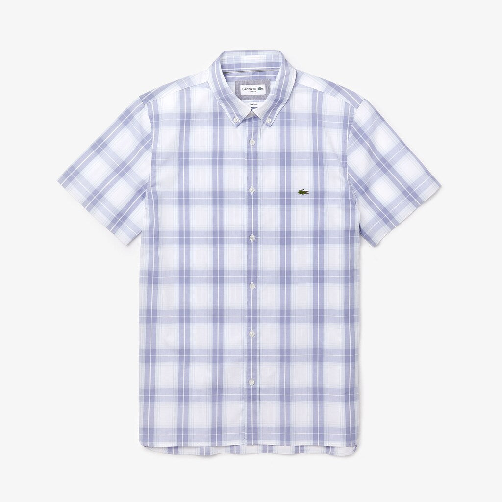 Slim Fit Short-Sleeve Wool Stretch Shirt | Lacoste Mens