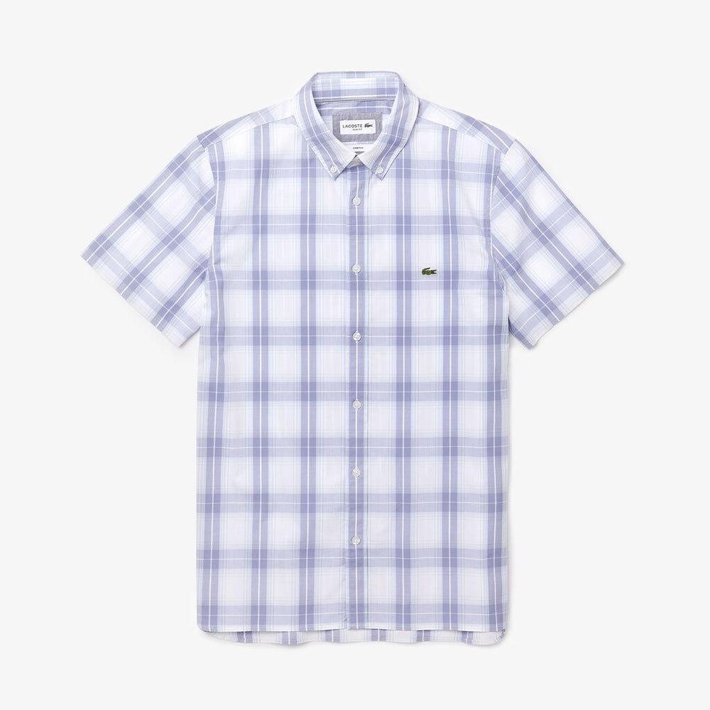 Slim Fit Short-Sleeve Wool Stretch Shirt | Lacoste Mens