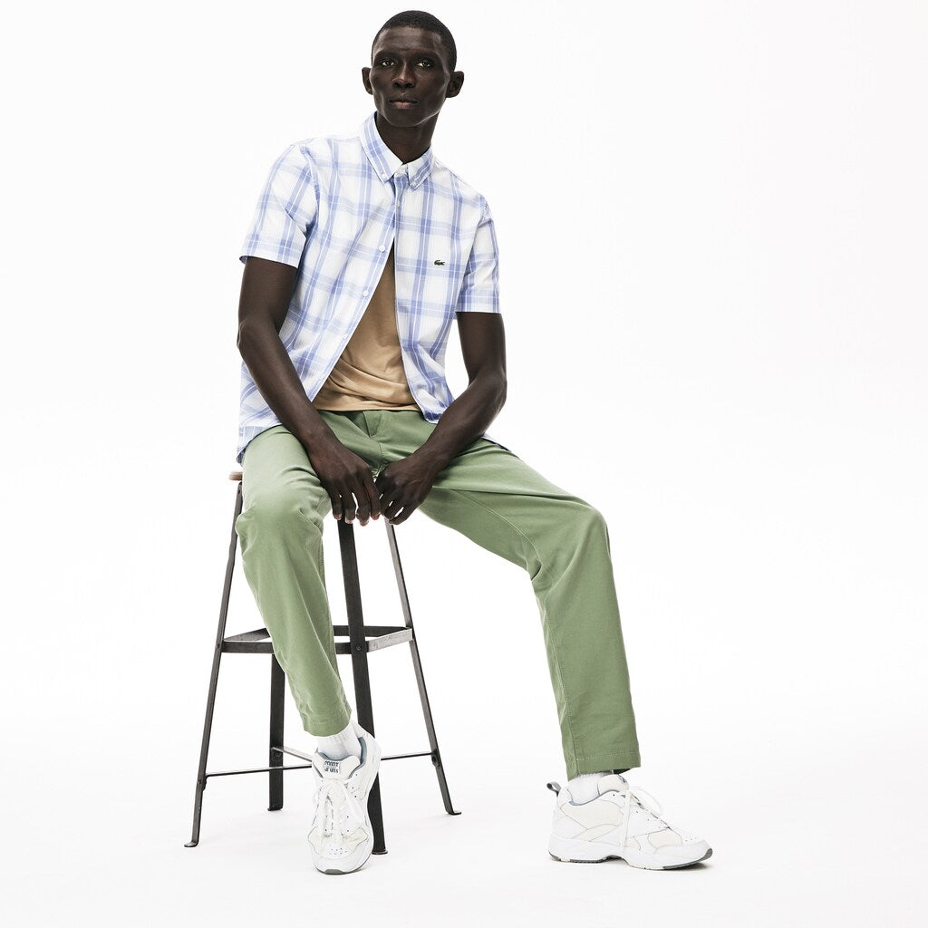 Slim Fit Short-Sleeve Wool Stretch Shirt | Lacoste Mens