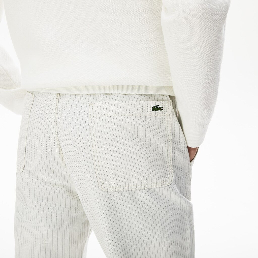 Fine Striped Cotton- Linen Chinos | Lacoste Mens
