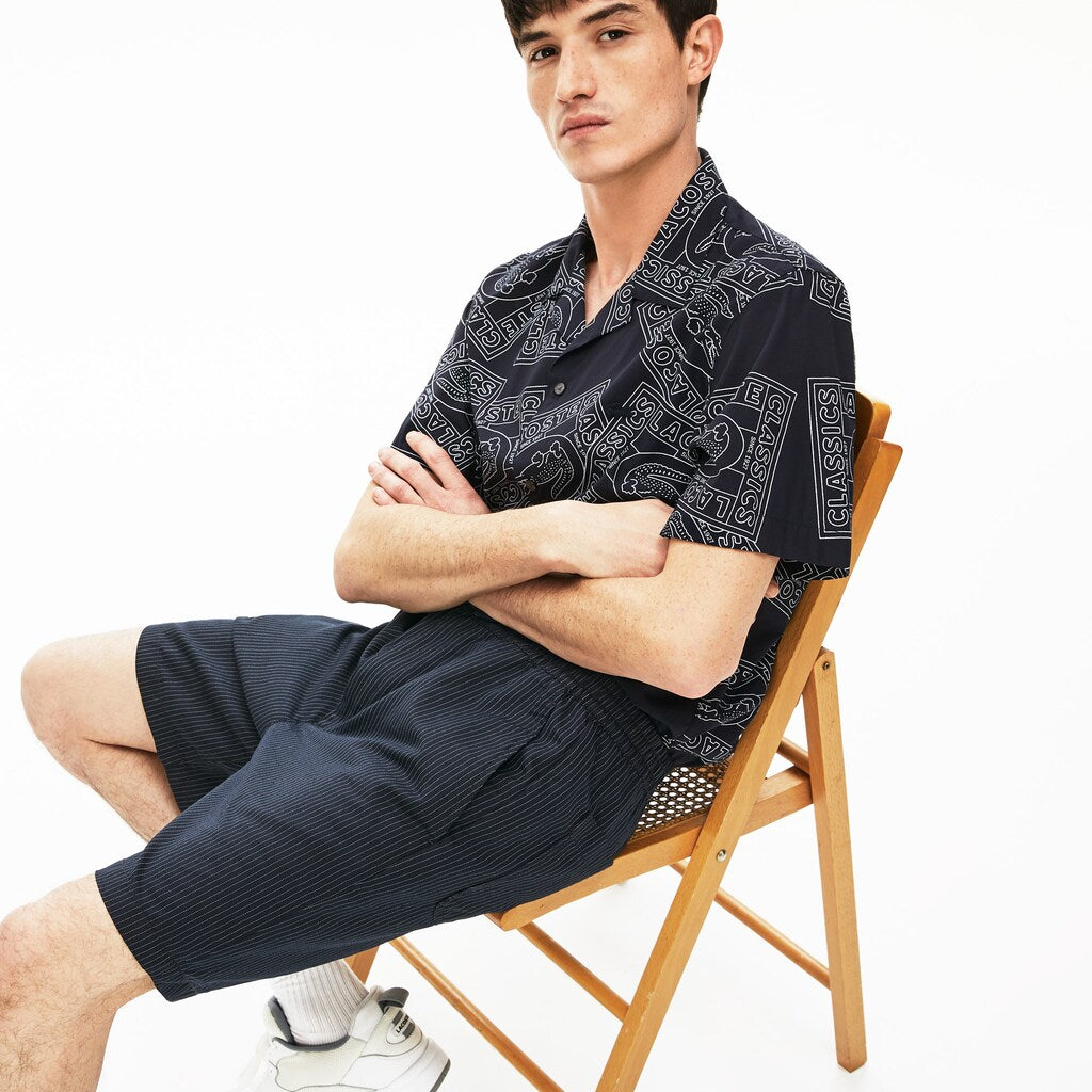 Pinstriped Linen- Blend Bermuda Shorts | Lacoste Mens