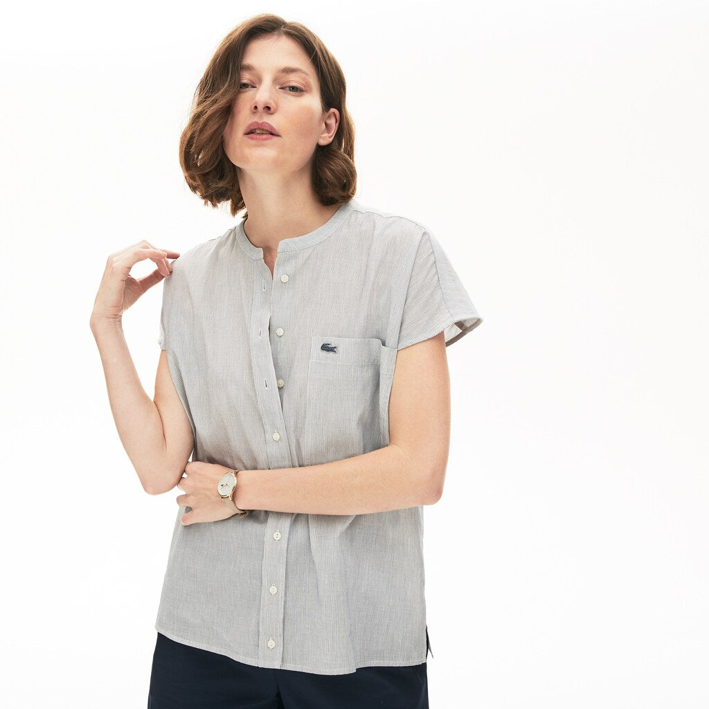 Wo  Striped Linen And Cotton Blend Shirt | Lacoste Womens