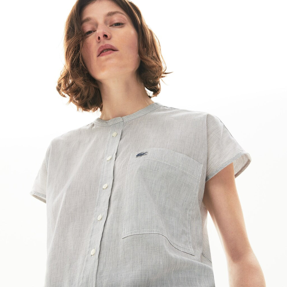Wo  Striped Linen And Cotton Blend Shirt | Lacoste Womens