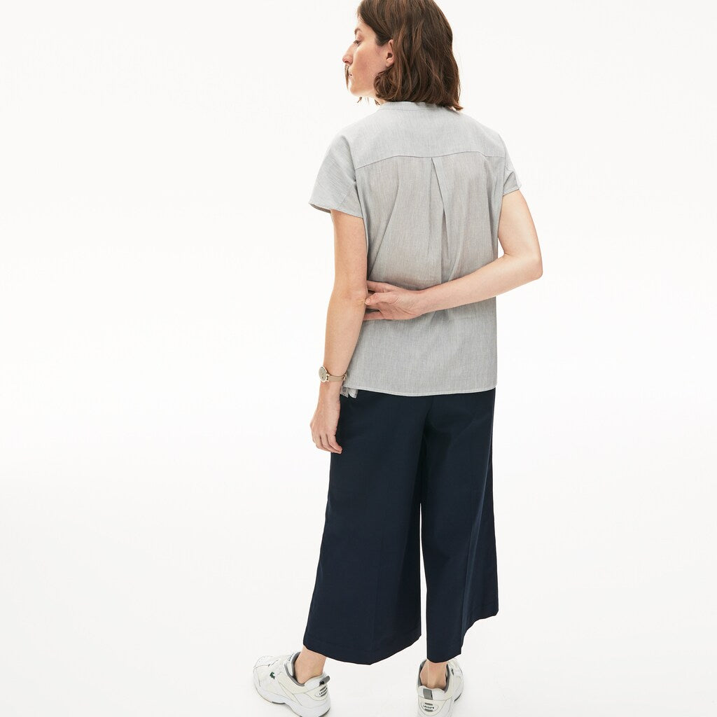 Wo  Striped Linen And Cotton Blend Shirt | Lacoste Womens