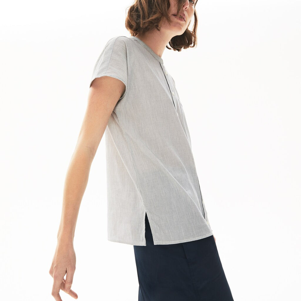 Wo  Striped Linen And Cotton Blend Shirt | Lacoste Womens