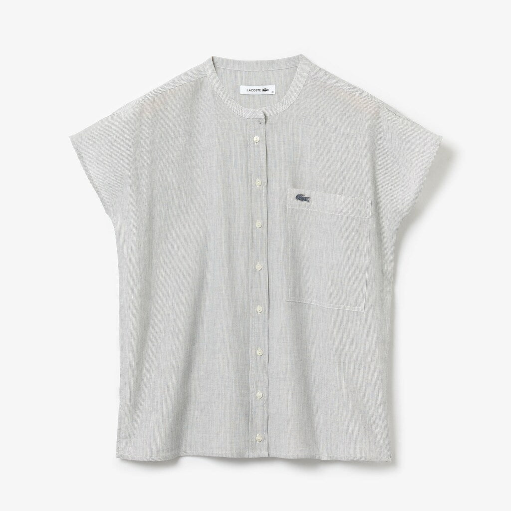 Wo  Striped Linen And Cotton Blend Shirt | Lacoste Womens