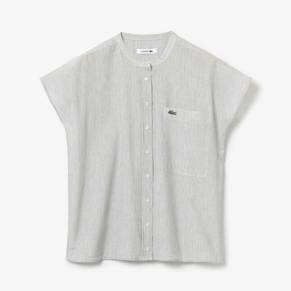 Wo  Striped Linen And Cotton Blend Shirt | Lacoste Womens