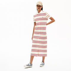 Wo  Striped Cotton Buttoned Polo Dress | Lacoste Womens