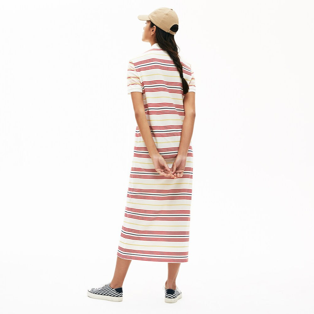Wo  Striped Cotton Buttoned Polo Dress | Lacoste Womens