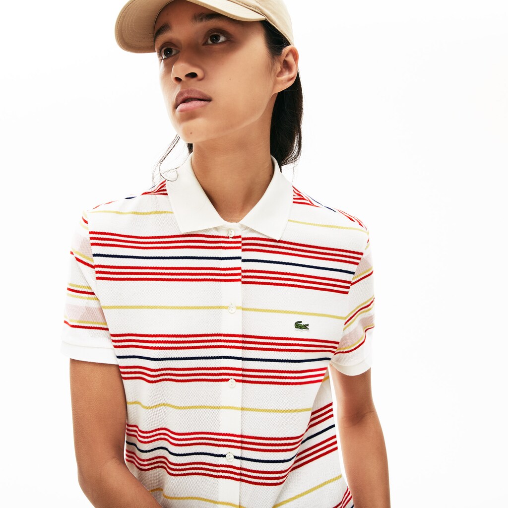 Wo  Striped Cotton Buttoned Polo Dress | Lacoste Womens
