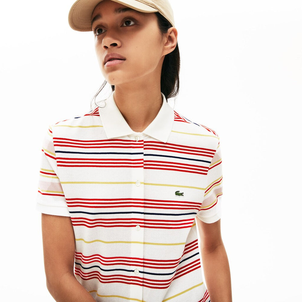 Wo  Striped Cotton Buttoned Polo Dress | Lacoste Womens
