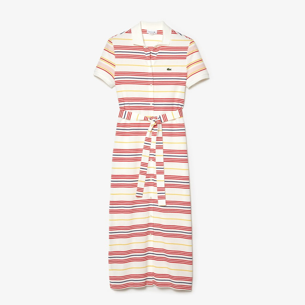 Wo  Striped Cotton Buttoned Polo Dress | Lacoste Womens