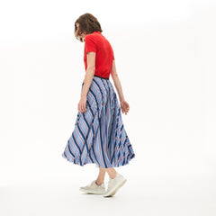 Wo  MultiColor Striped Pleated Skirt | Lacoste Womens