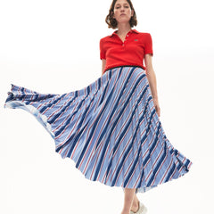 Wo  MultiColor Striped Pleated Skirt | Lacoste Womens