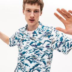 Southern France Print Cotton Hawaiian Fit Shirt | Lacoste Mens