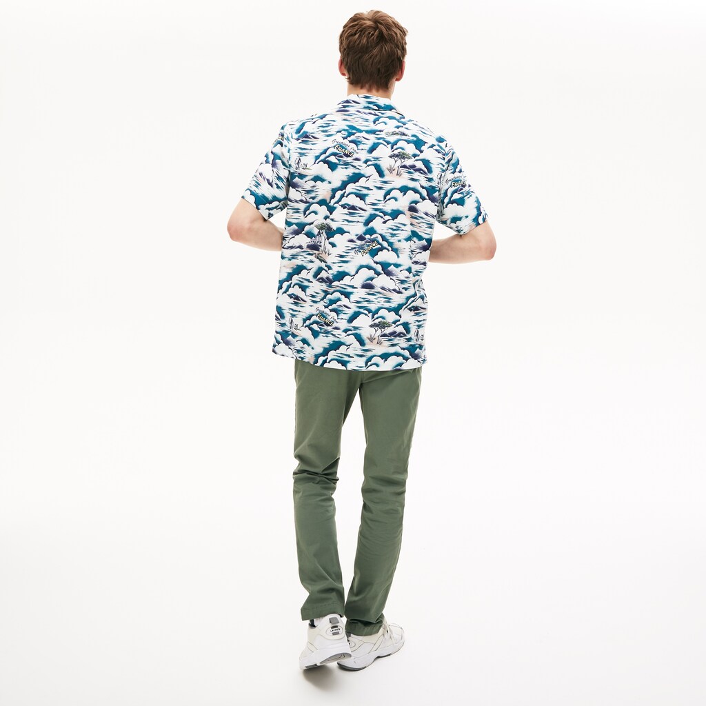 Southern France Print Cotton Hawaiian Fit Shirt | Lacoste Mens