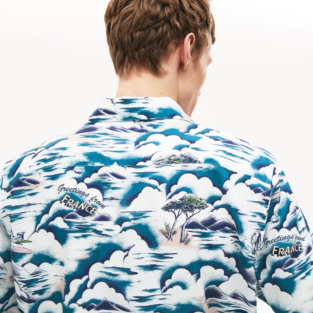Southern France Print Cotton Hawaiian Fit Shirt | Lacoste Mens