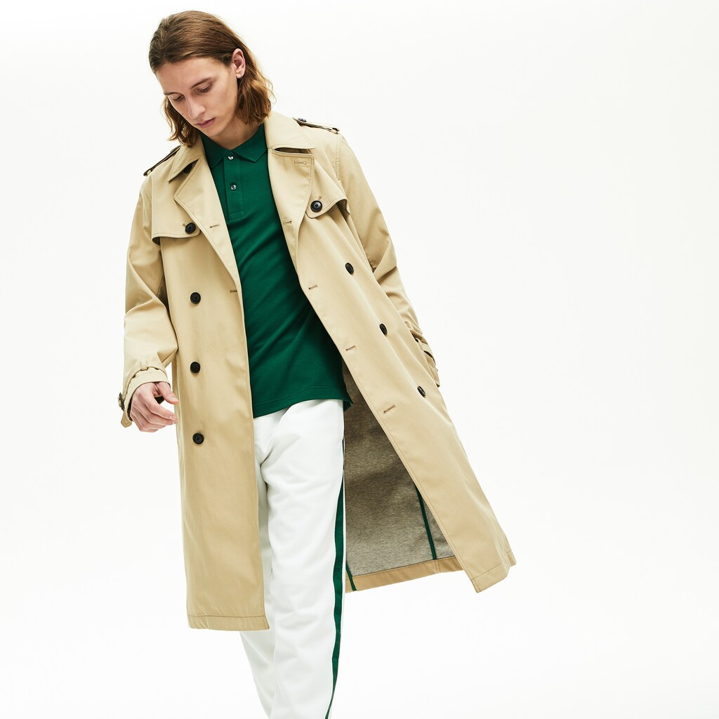Long Belted Cotton Trench Coat | Lacoste Mens