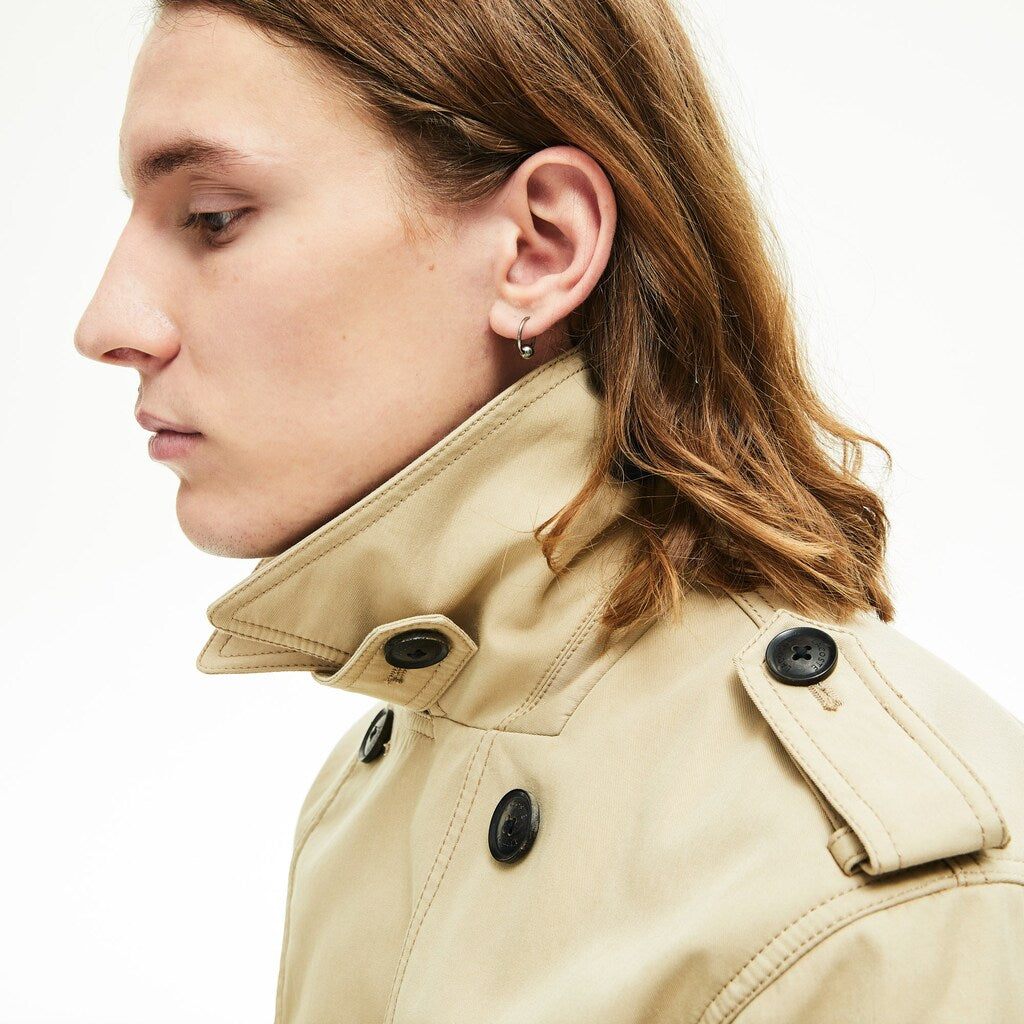 Long Belted Cotton Trench Coat | Lacoste Mens