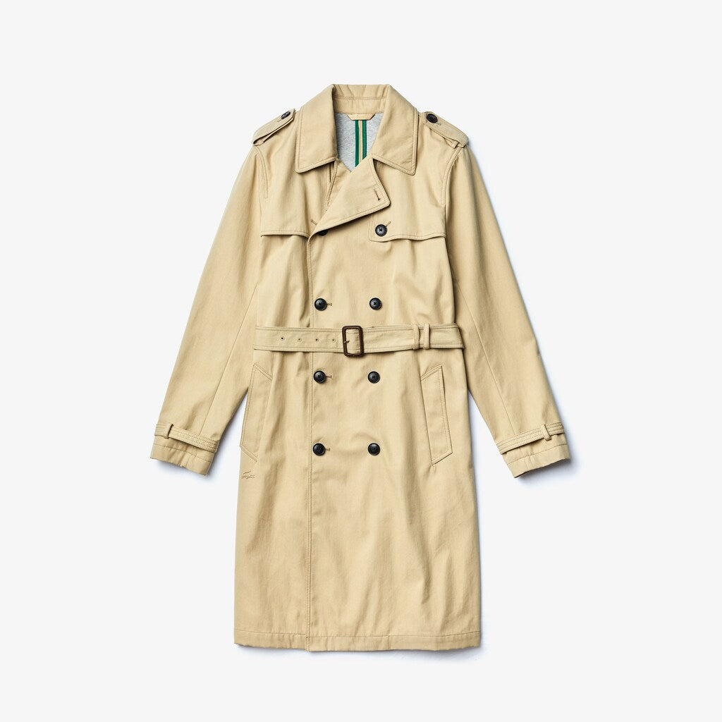 Long Belted Cotton Trench Coat | Lacoste Mens