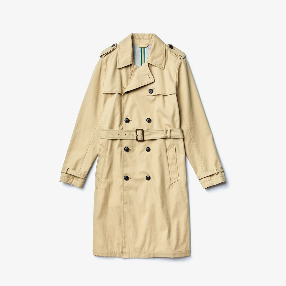 Long Belted Cotton Trench Coat | Lacoste Mens