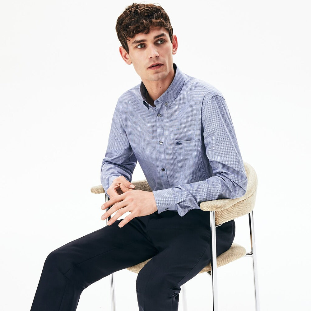 Printed Cotton Poplin Shirt | Lacoste Mens