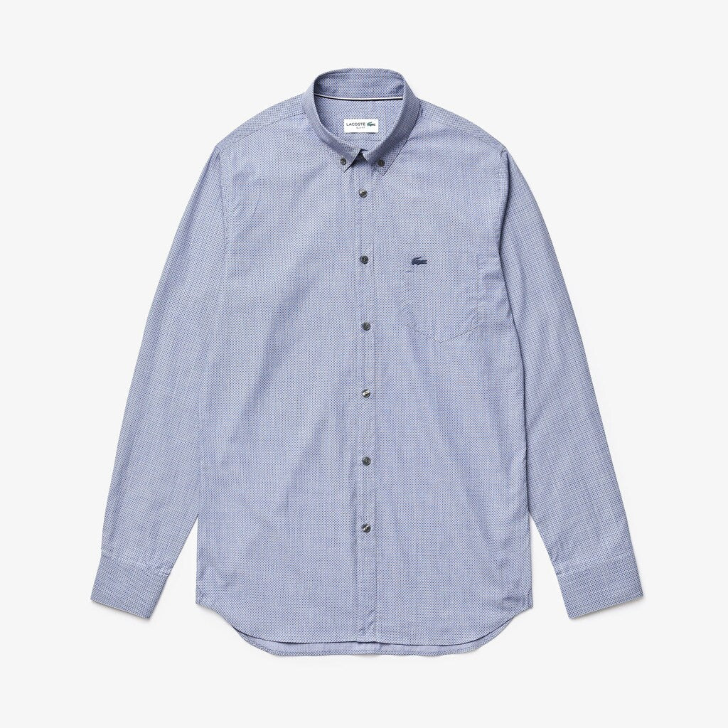 Printed Cotton Poplin Shirt | Lacoste Mens