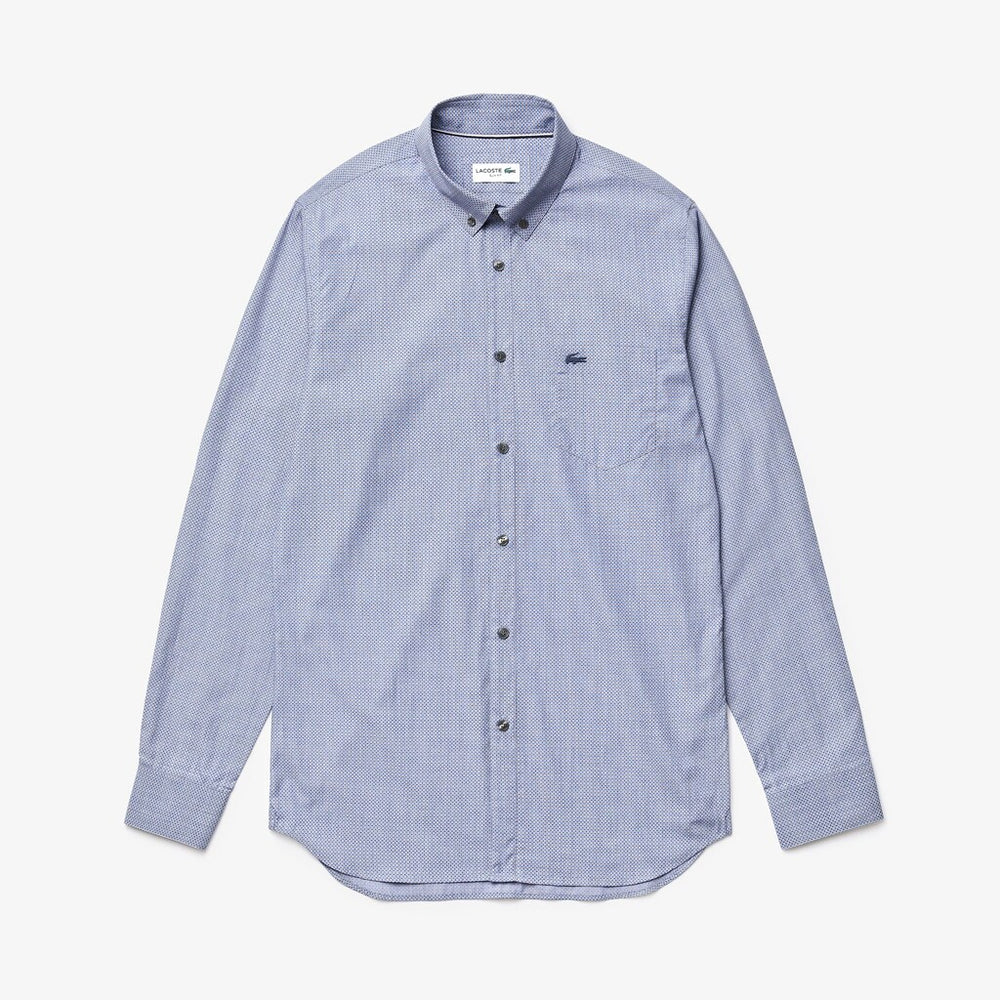 Printed Cotton Poplin Shirt | Lacoste Mens