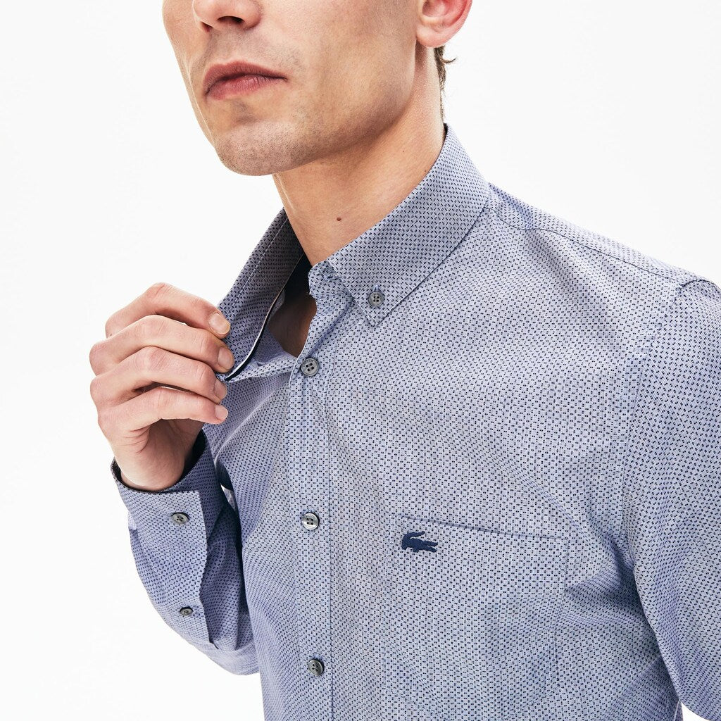 Printed Cotton Poplin Shirt | Lacoste Mens
