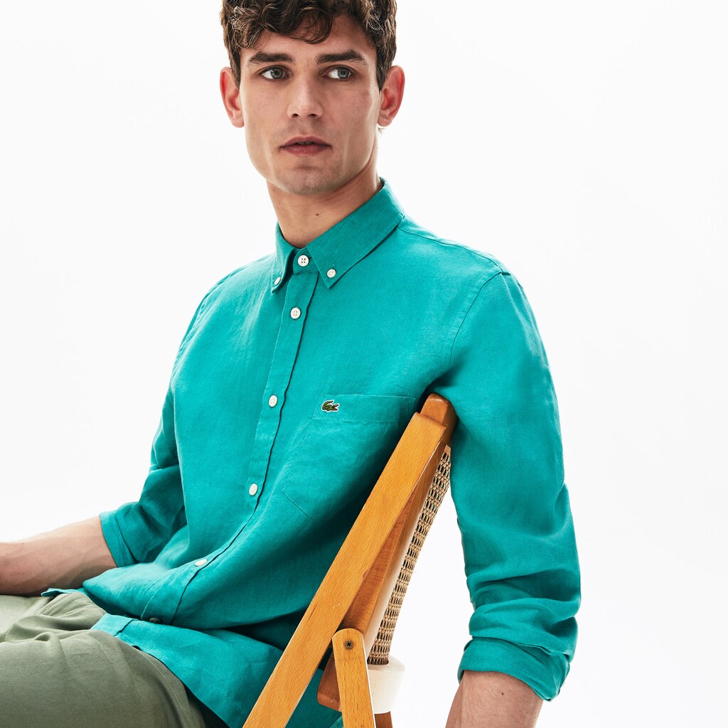 Regular Fit Linen Shirt | Lacoste Mens