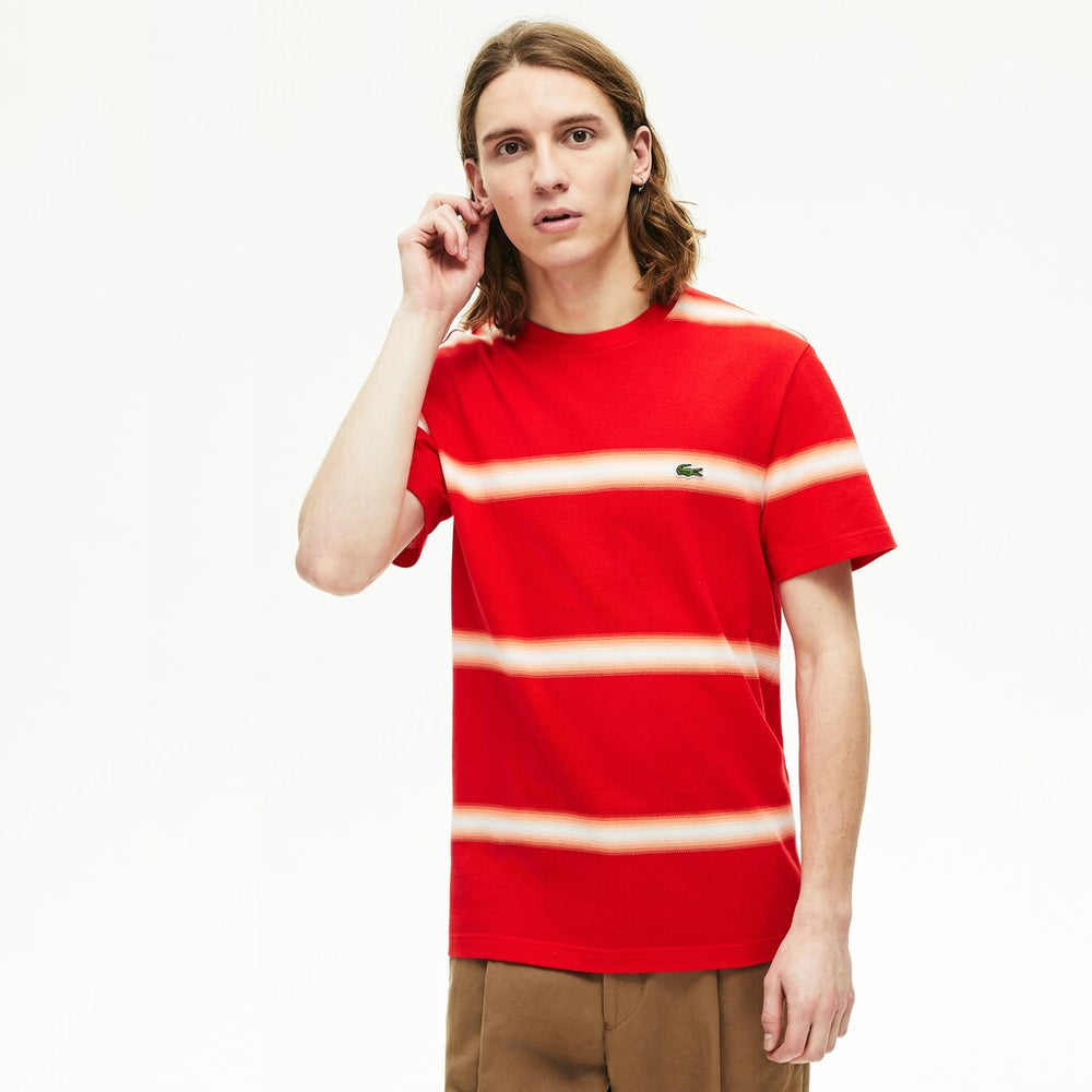 Made in France Striped Cotton Piqué Crew Neck T-shirt | Lacoste Mens