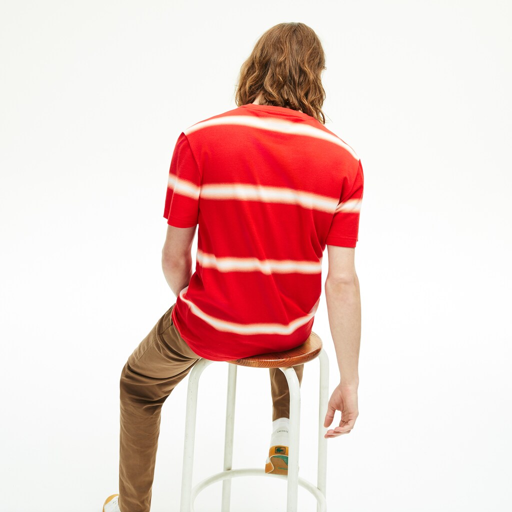 Made in France Striped Cotton Piqué Crew Neck T-shirt | Lacoste Mens