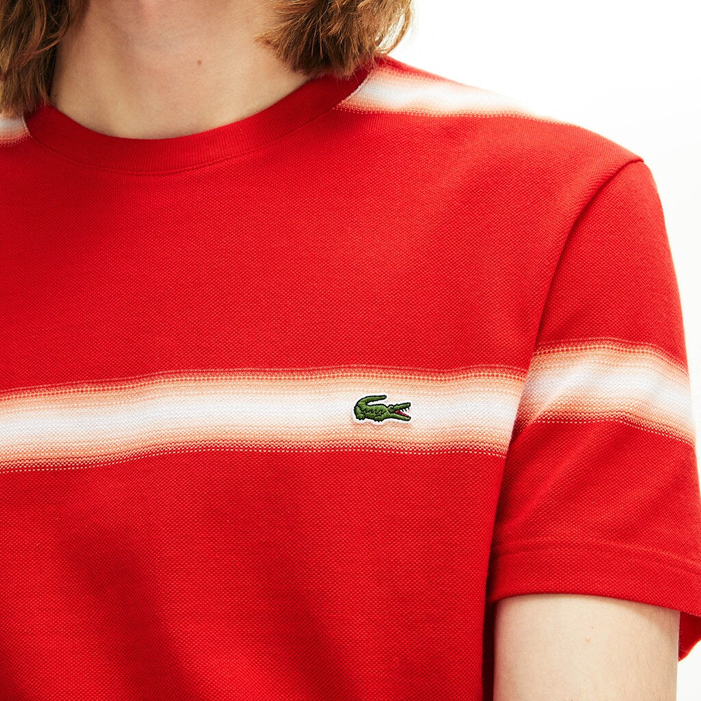 Made in France Striped Cotton Piqué Crew Neck T-shirt | Lacoste Mens