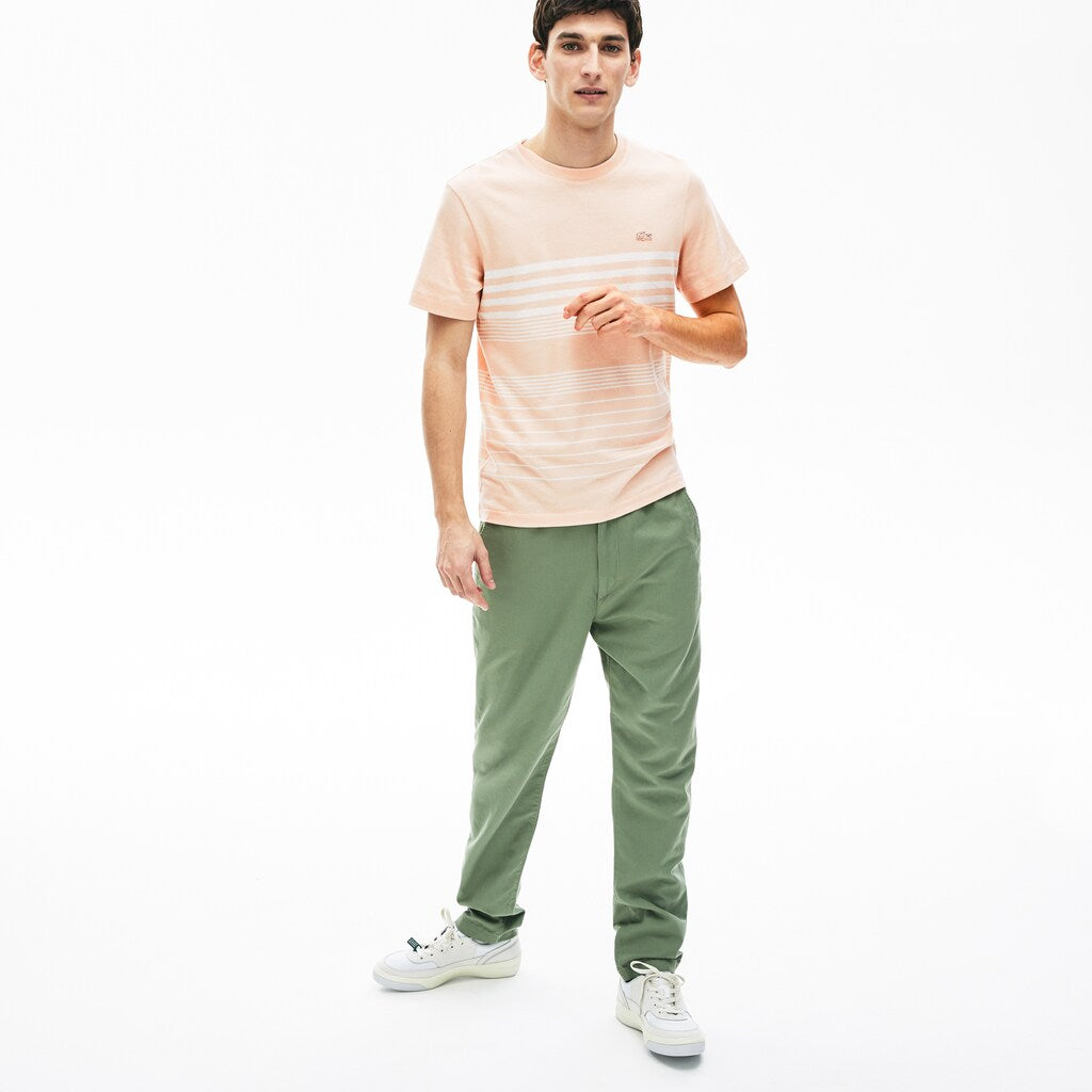 Cotton-Linen Stripe T-shirt | Lacoste Mens