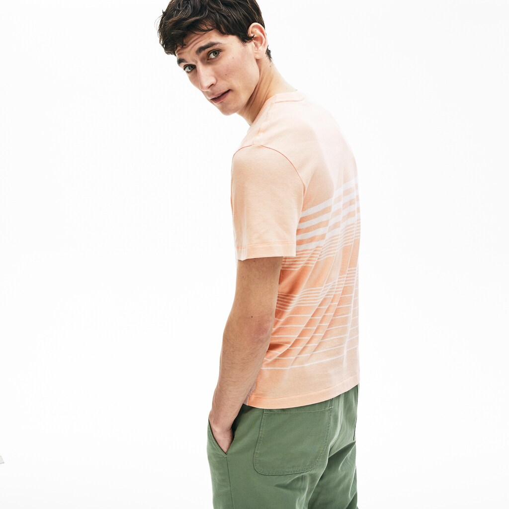 Cotton-Linen Stripe T-shirt | Lacoste Mens
