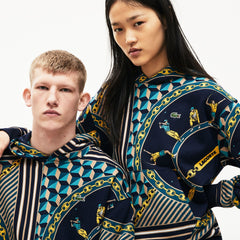 Unisex LIVE Scarf-Print Hooded Sweatshirt | Lacoste Mens|Womens