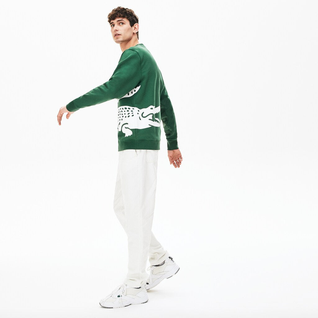 Oversize Croc Crew Neck Cotton Sweatshirt | Lacoste Mens