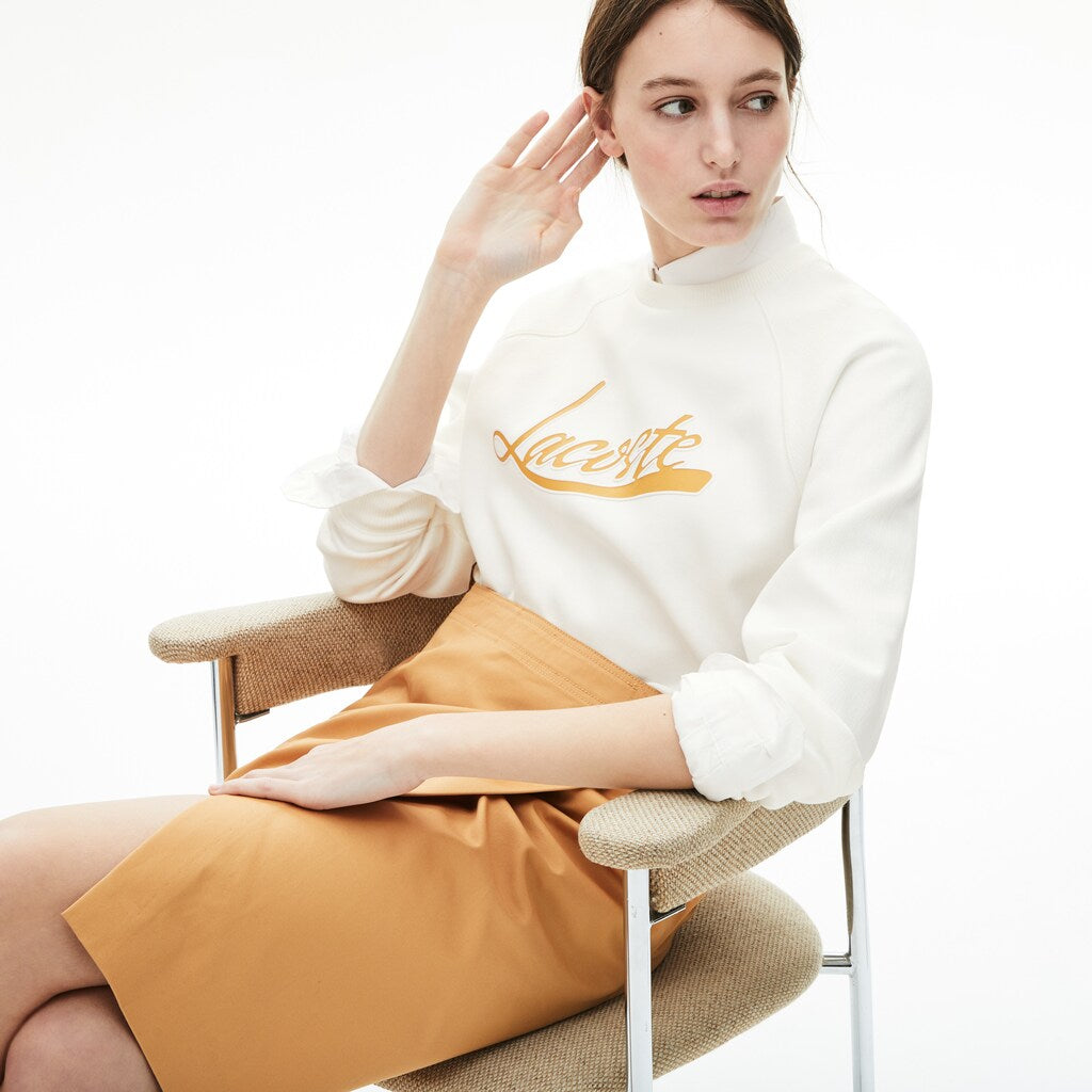 Wo  Signature Print Crew Neck Sweatshirt | Lacoste Womens