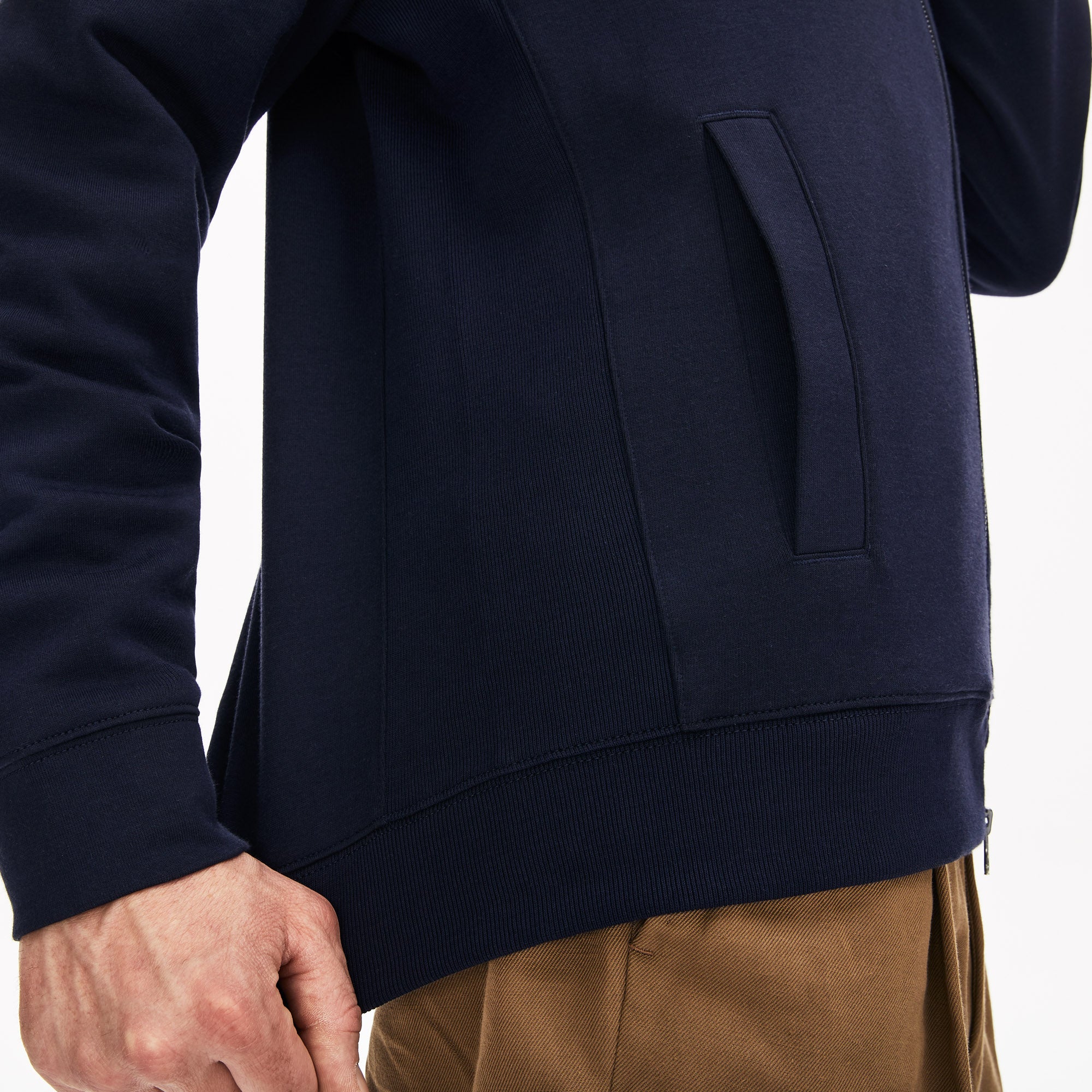 Zippered Solid Sweatshirt | Lacoste Mens