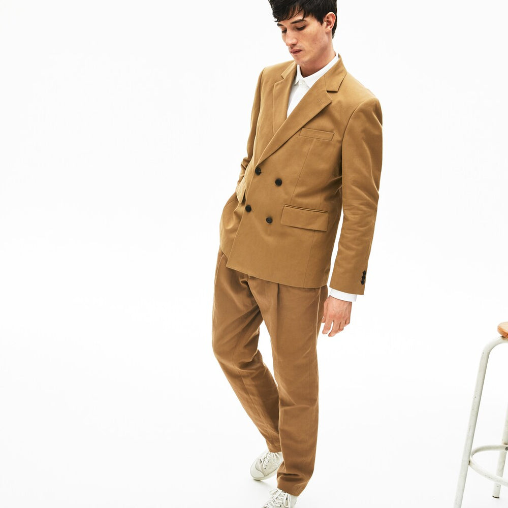 Cotton-Linen Double-Breasted Jacket | Lacoste Mens
