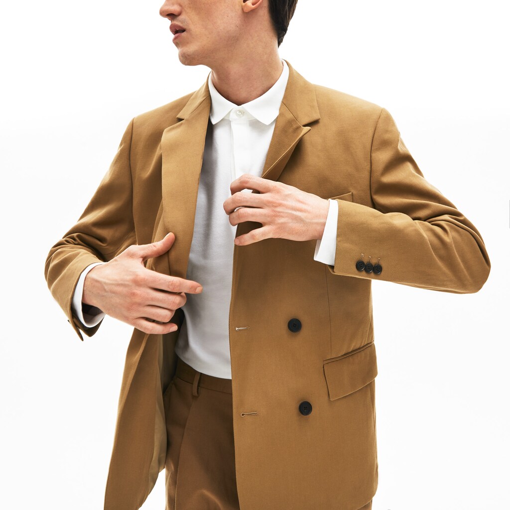Cotton-Linen Double-Breasted Jacket | Lacoste Mens