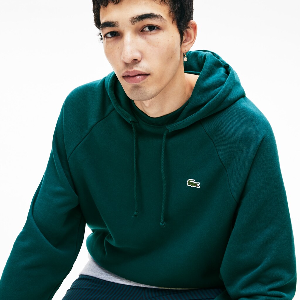 LIVE Hooded Layer Effect Fleece Sweatshirt | Lacoste Mens