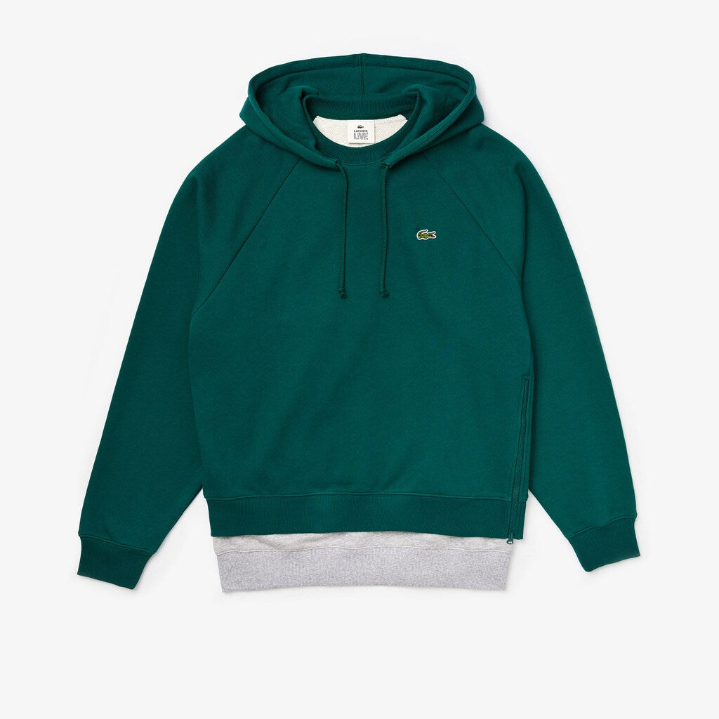 LIVE Hooded Layer Effect Fleece Sweatshirt | Lacoste Mens
