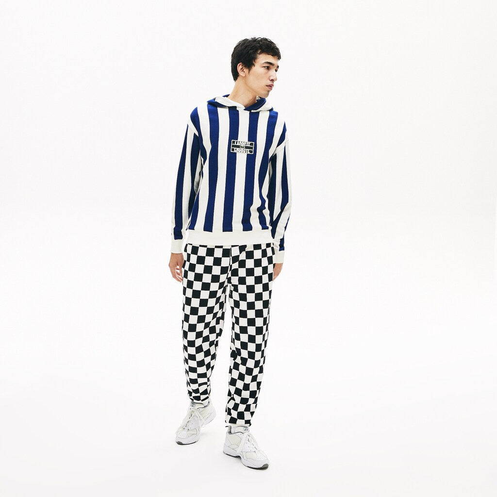 LIVE Striped Fleece Hooded Sweatshirt | Lacoste Mens