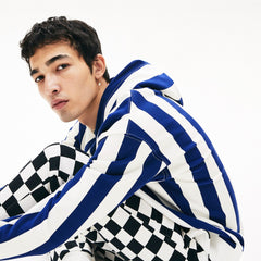 LIVE Striped Fleece Hooded Sweatshirt | Lacoste Mens